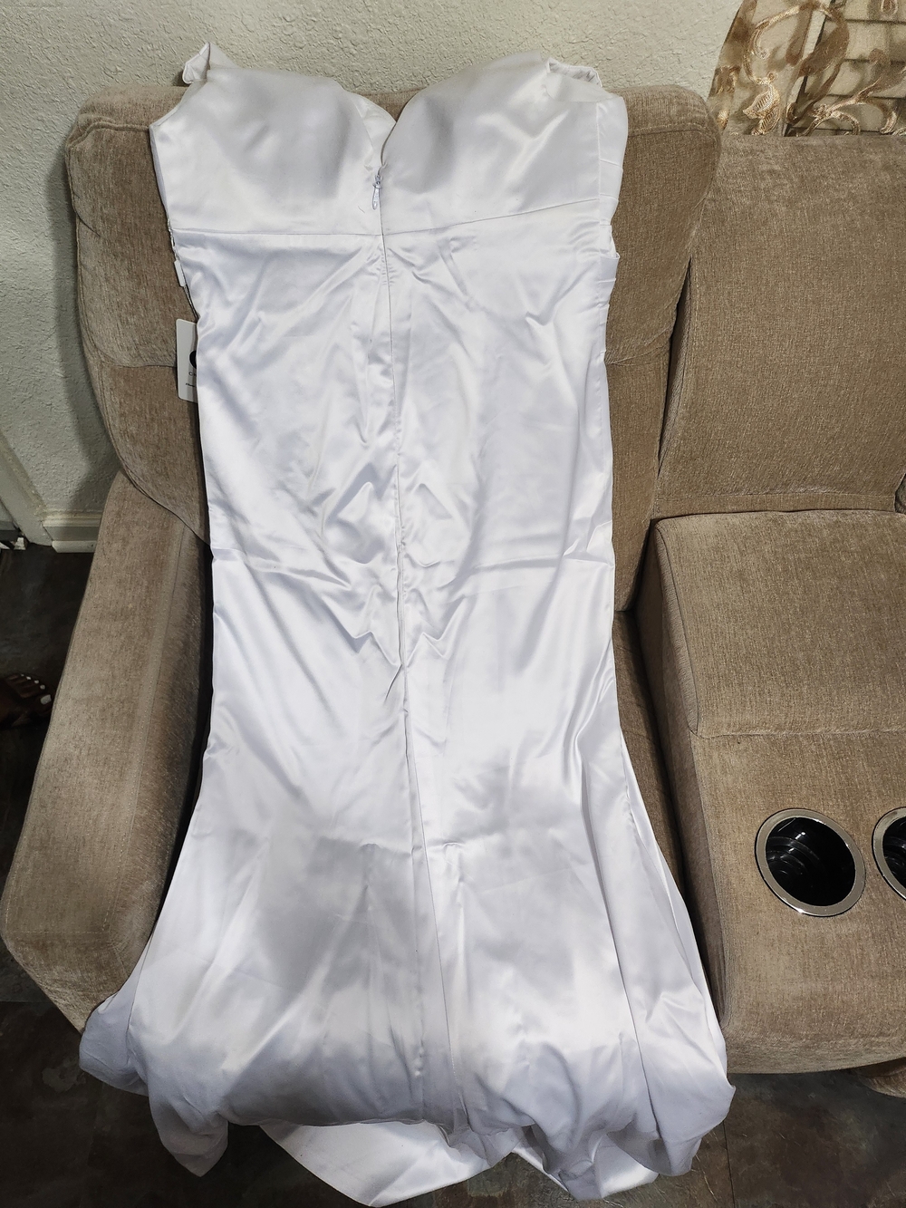 Wedding/ Prom White Strapless Satin Dress